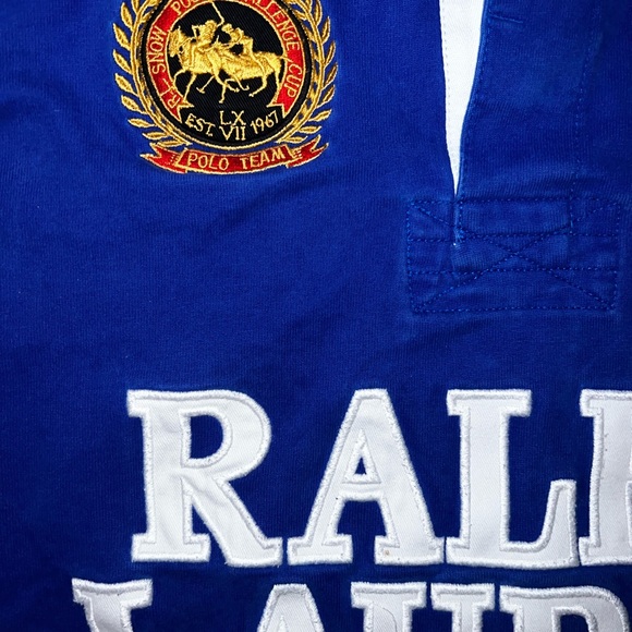 Polo by Ralph Lauren Blue and Black Long Sleeve Snow Challenge Rugby Shirt - Picture 3 of 5